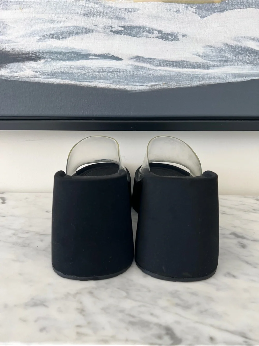 Zara Black Platform Slides with Clear Strap - Picture 3 of 7